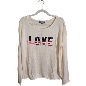 Marled Reunited Clothing NWT Red White Blue Love Sweater Size M